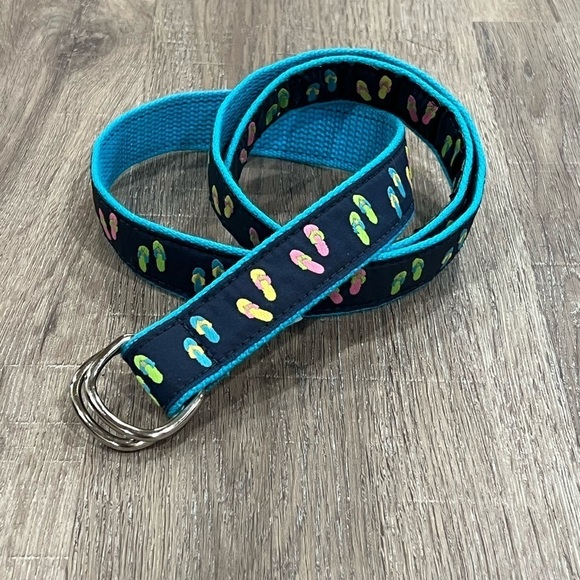 LILLY PULITZER Eliza B Size Large Flip Flop Ring Ribbon Belt Summer Spring Vacay - Picture 1 of 7